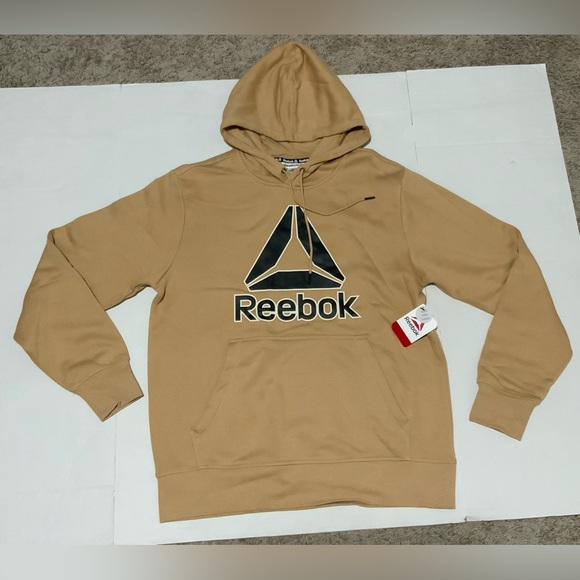 Men's Reebok Beige Hoodie with Black Logo - Picture 1 of 4